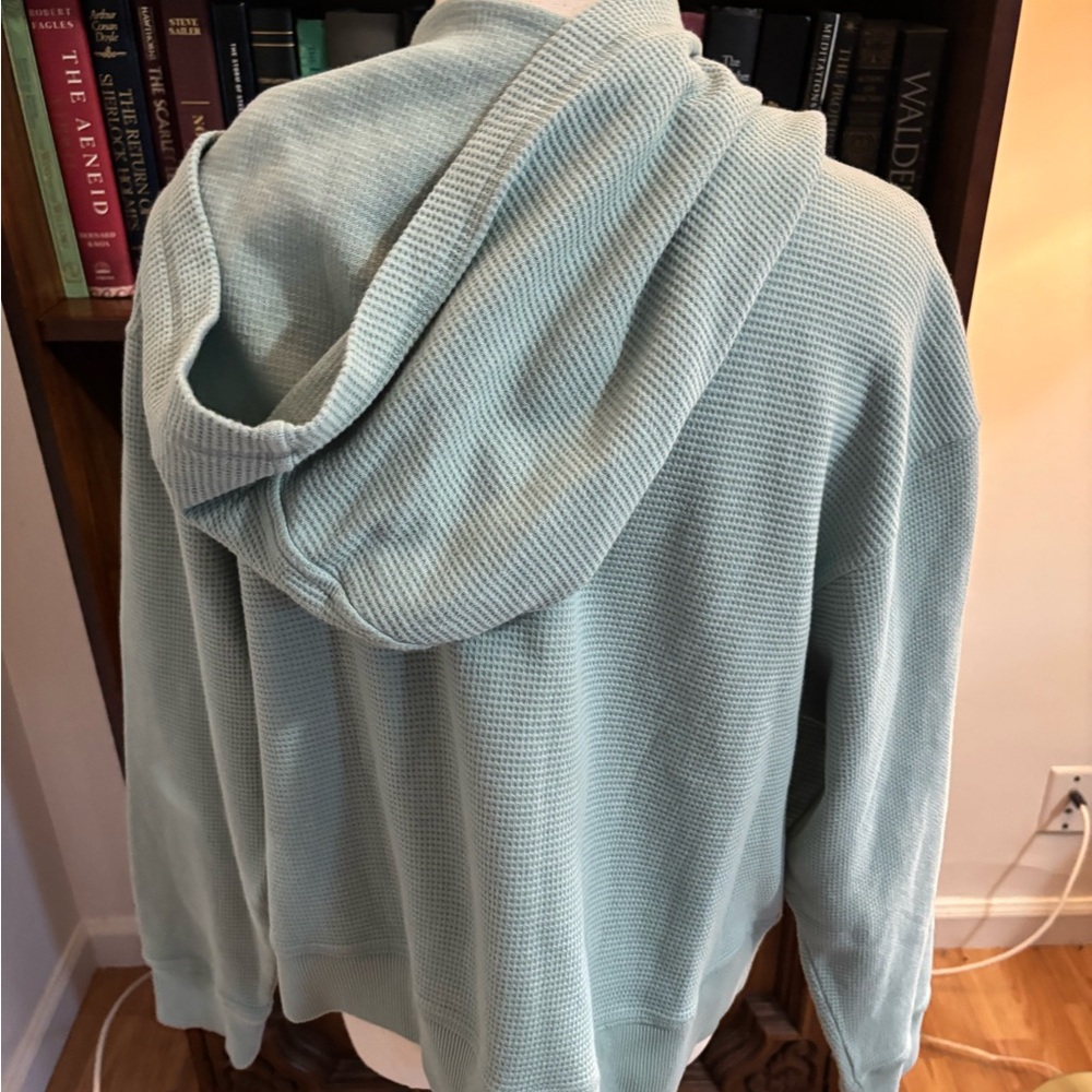 HAVEN ORGANIC COTTON WAFFLE KNIT HOODIE SZ Medium Green NWT - Picture 3 of 4